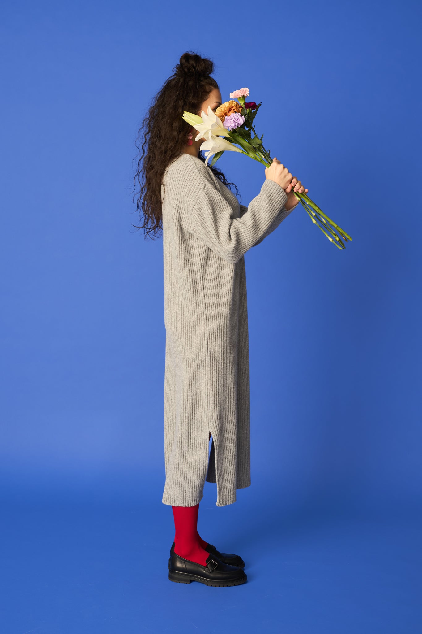 RIB KNIT DRESS, Melange Grey MELANGE GREY