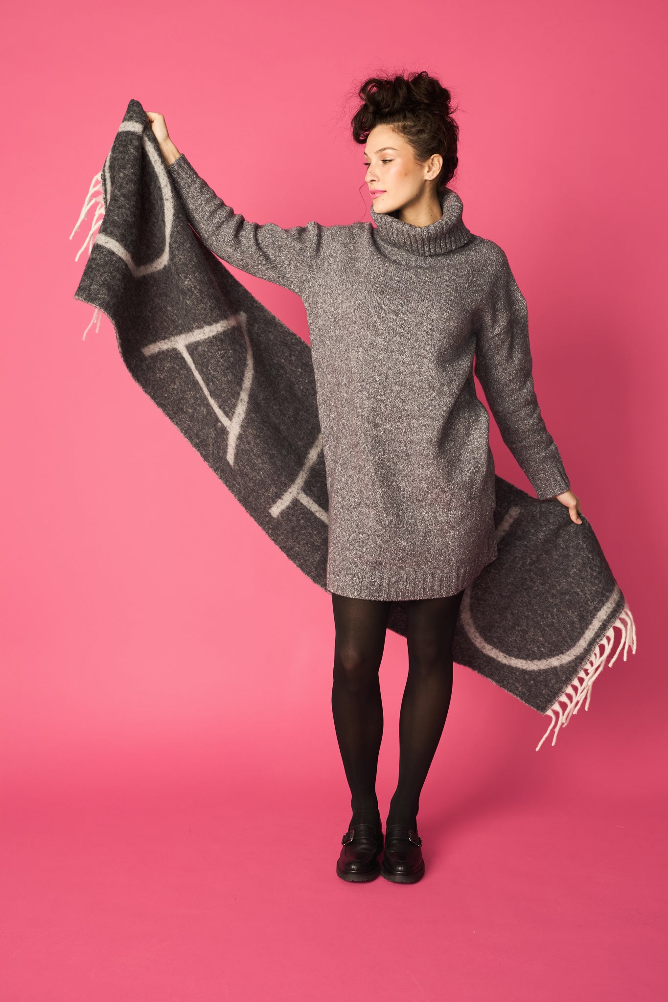 TUBE DRESS, Fluffy knit, Granit Grey