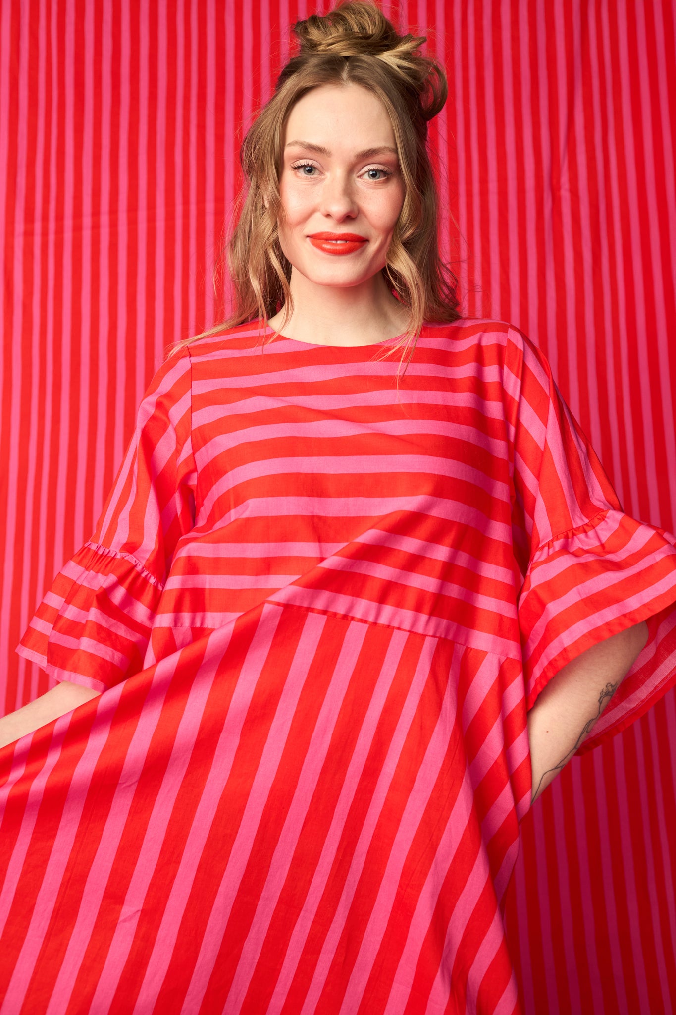 TWIST-dress, Paris stripe pink