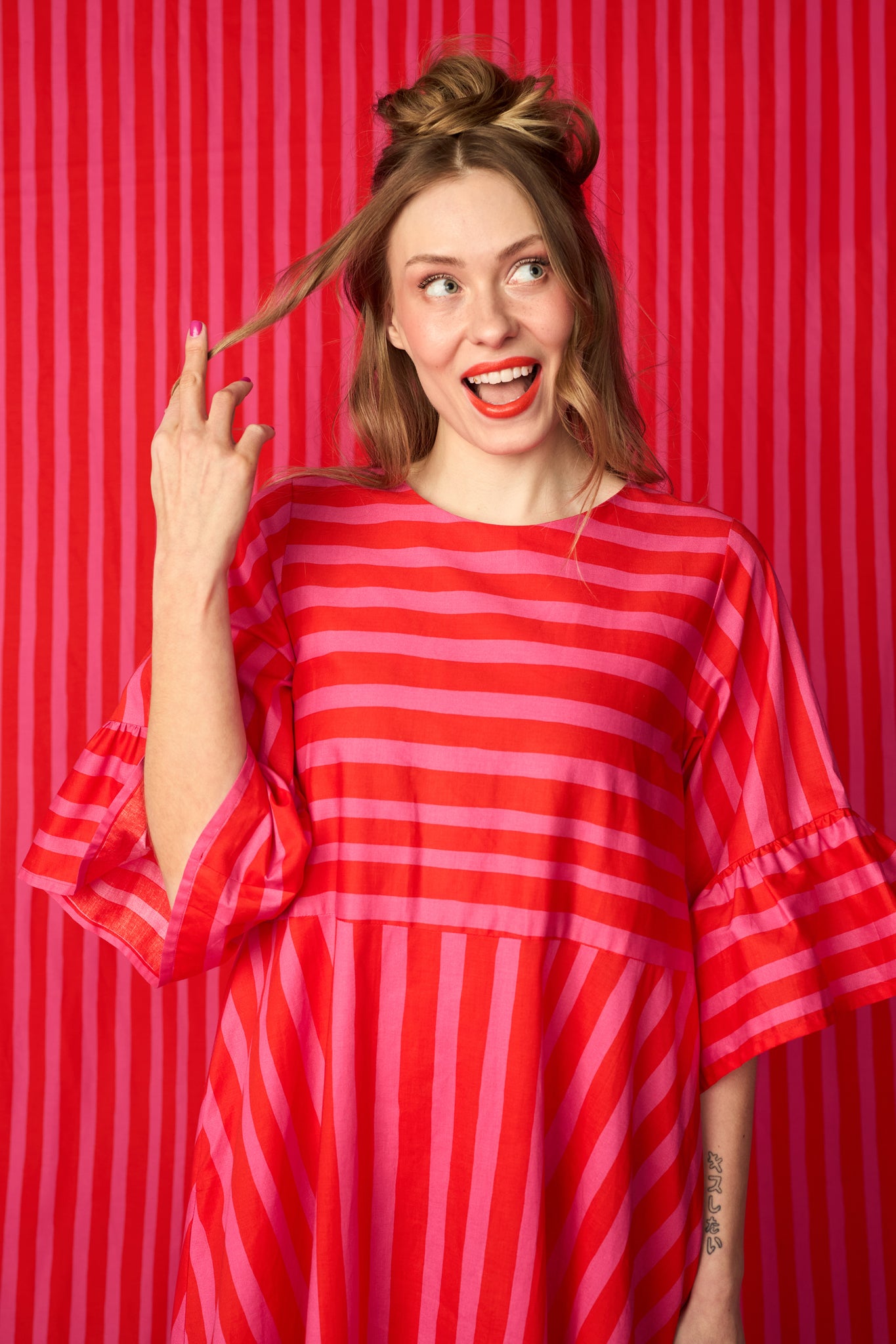 TWIST-dress, Paris stripe pink
