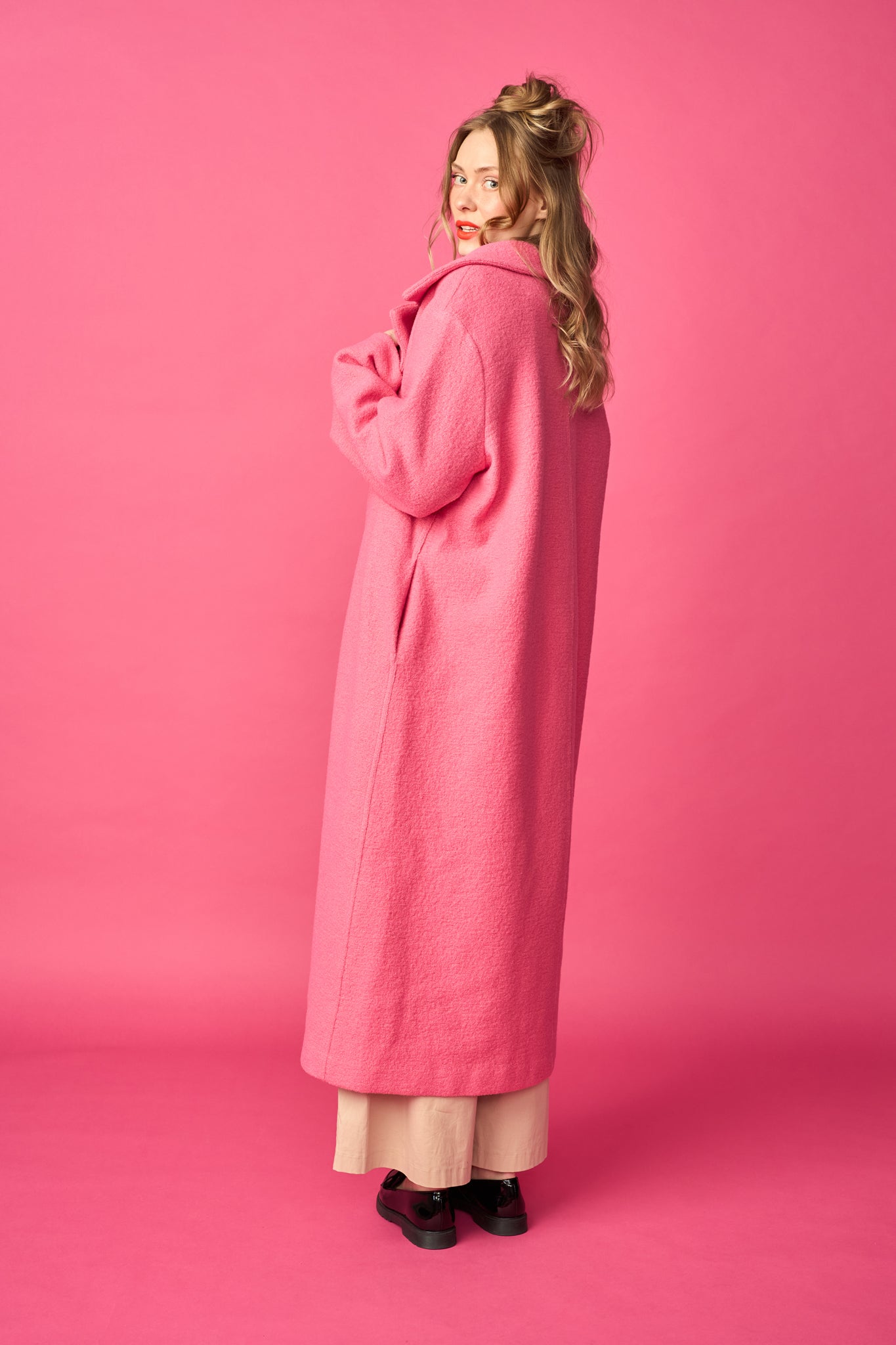 COZY WOOL COAT, Flow Pink