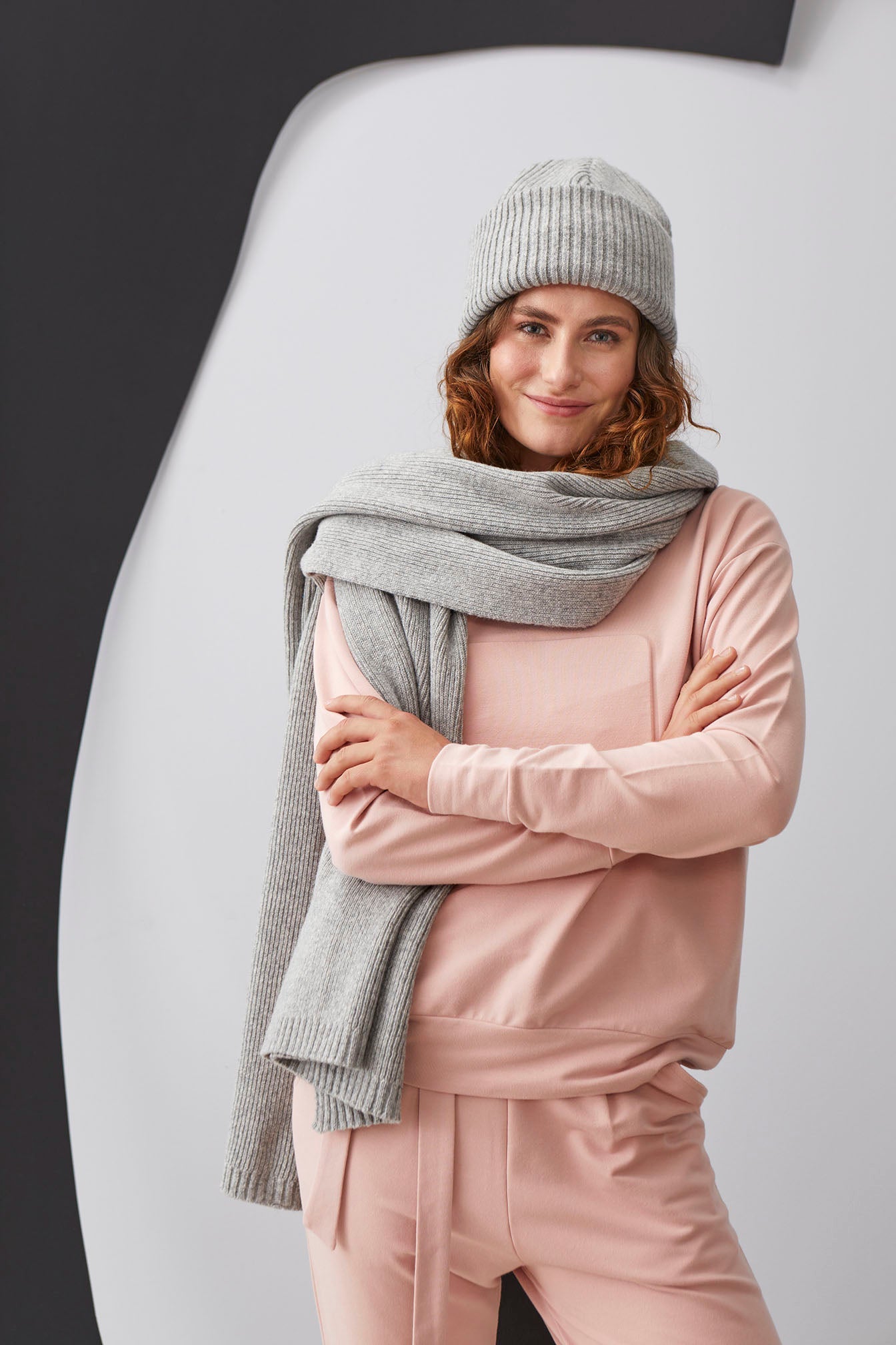 GIANT SCARF, Melange Grey, Women