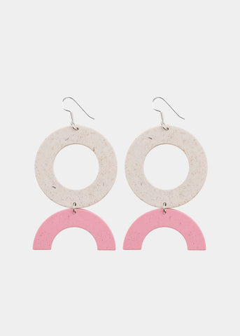 CIRCLES EARRINGS No.2, First Snow/Cherry Blossom