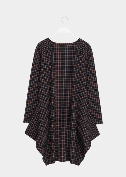 KANTO DRESS, Tiny Grid, Black, Women