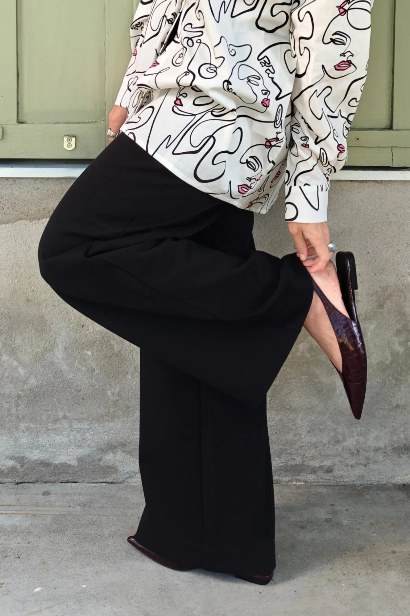 VIVID Wide-Leg Trousers, Black, Organic Cotton