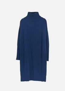 TURTLE NECK DRESS, Dark Blue