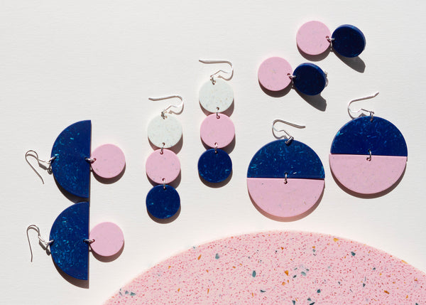 DOTS EARRINGS No.3, Snow/Cherry/Blueberry