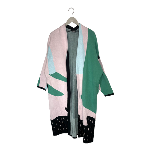 Long knitted cardigan, multicolor | woman XL/XXL