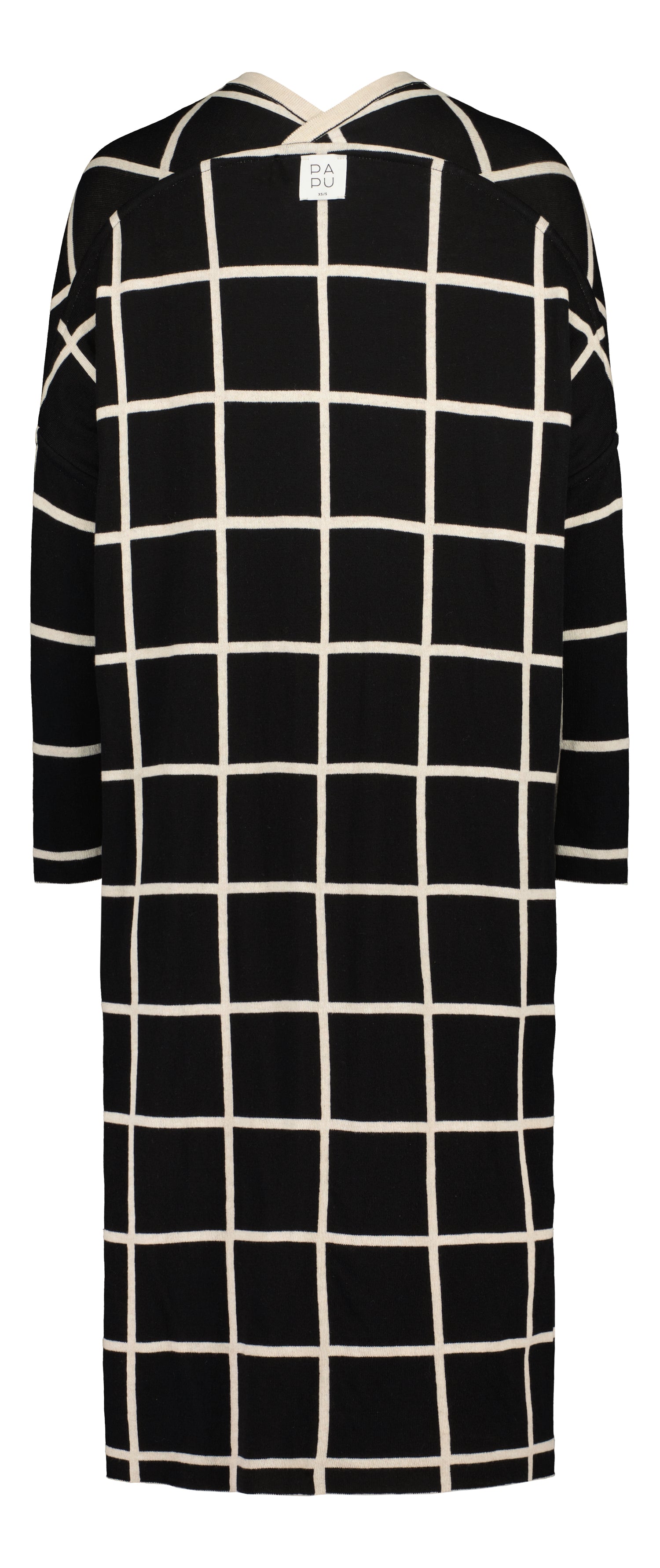 PRE-ORDER: LONG CARDIGAN, Giant Grid, reversible CREAM MELANGE