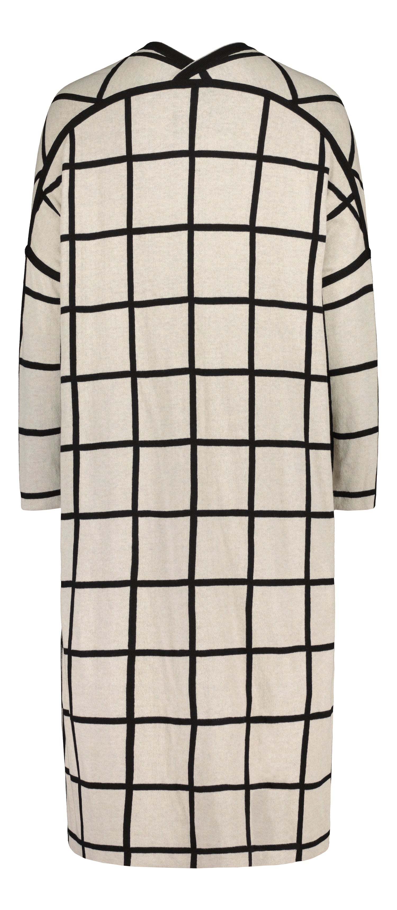 PRE-ORDER: LONG CARDIGAN, Giant Grid, reversible CREAM MELANGE