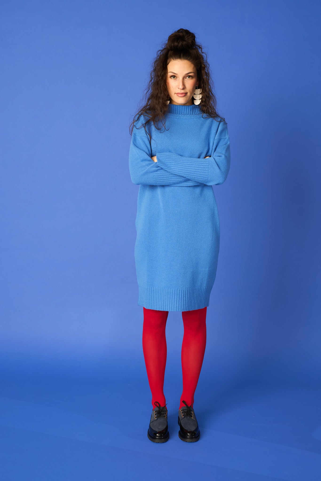 CHUNKY TURTLE DRESS, True Blue