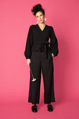 PUFF WRAP SHIRT, Black