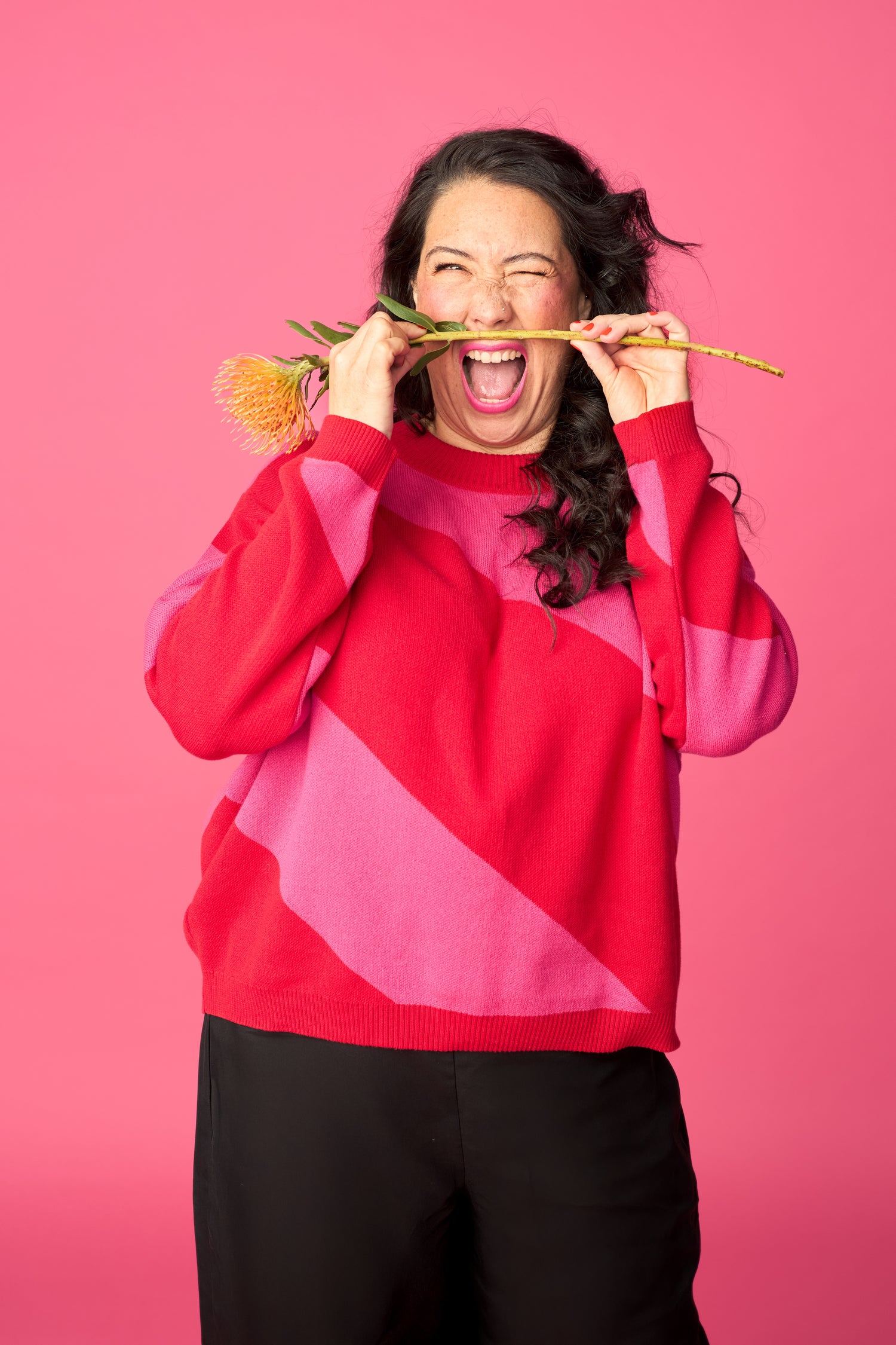 Knit Sweater, Diagonal Stripes