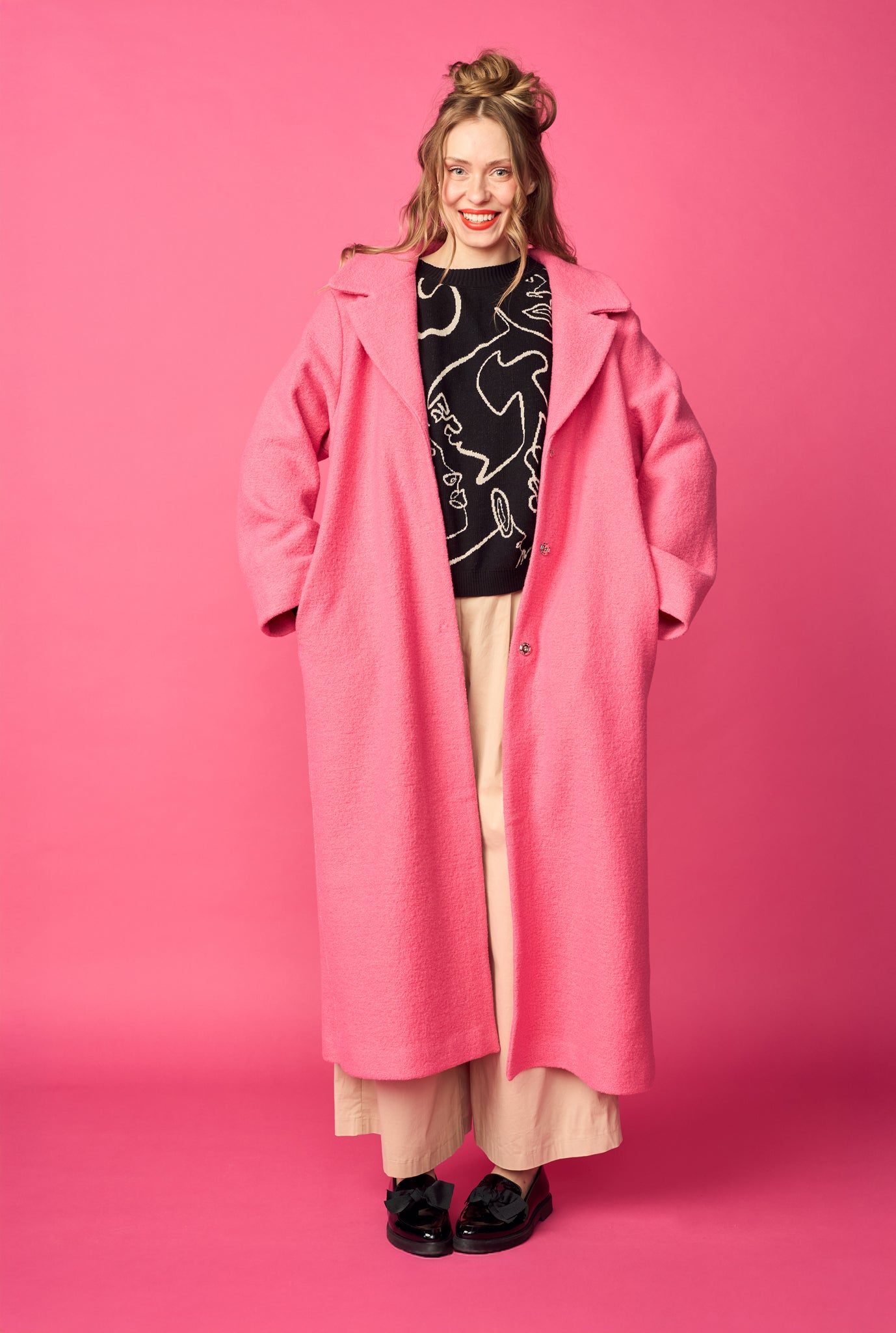 COZY WOOL COAT, Flow Pink
