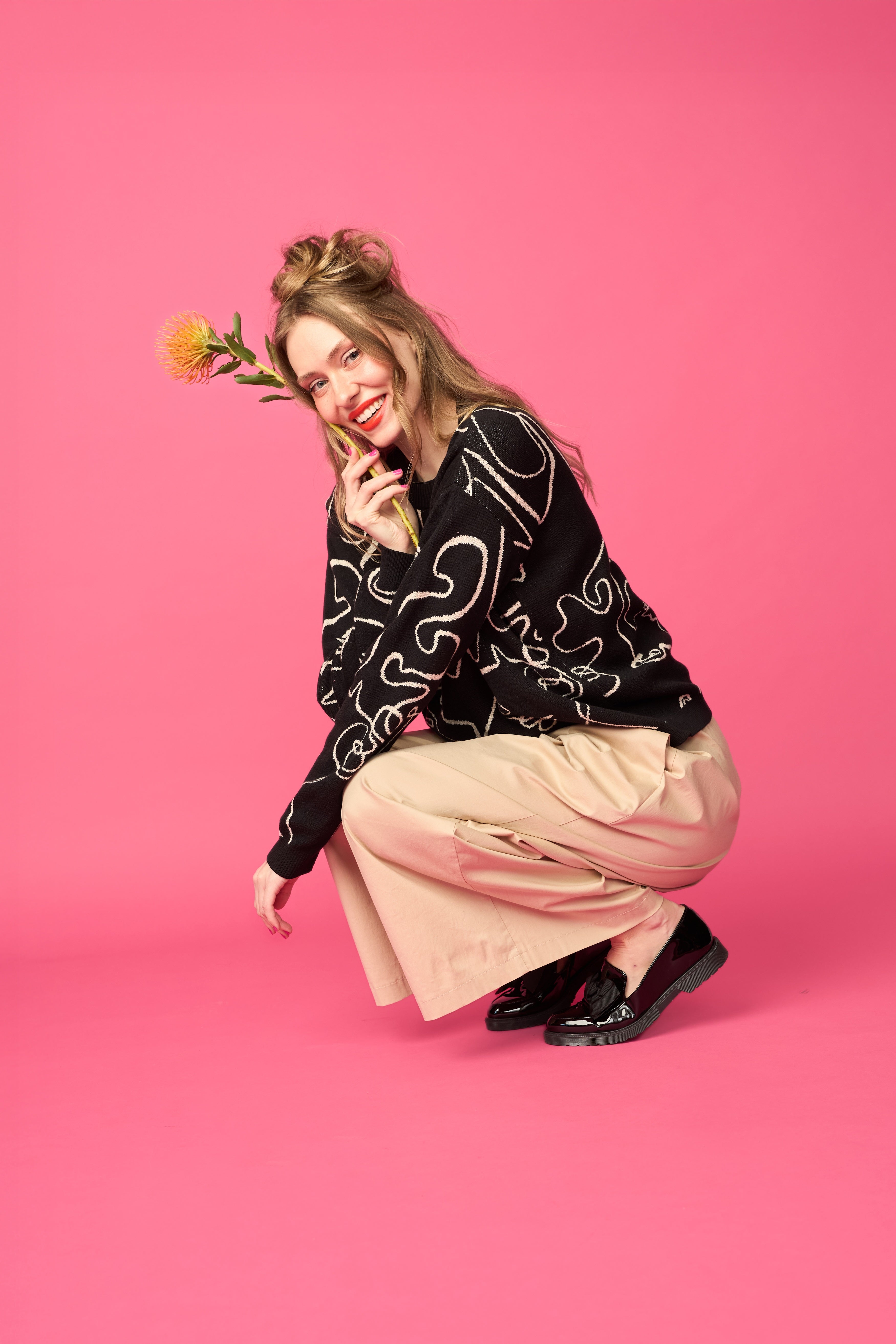 COTTON KNIT SWEATER, Lipstick – Papudesign.com