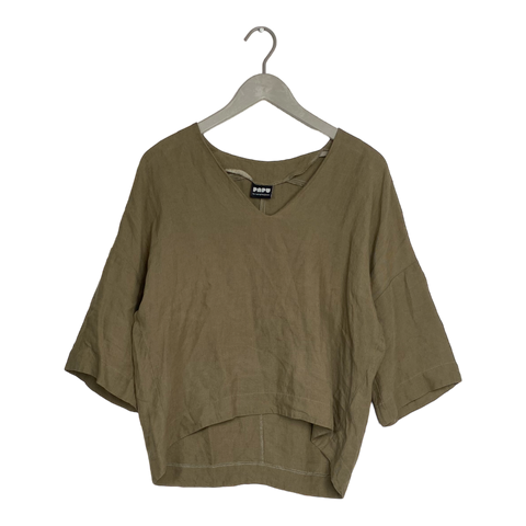 Papu linen shirt, golden green | woman XS