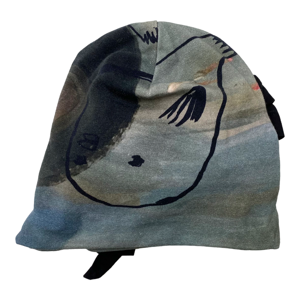 Papu bow beanie, bird painting | 38/42cm