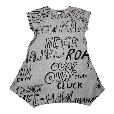 Papu t-shirt kanto dress, grey | 98/104cm