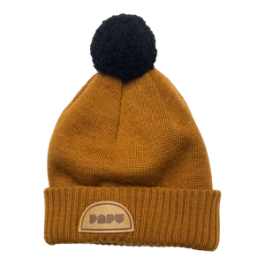 Papu merino pom beanie, orange | 1-2y