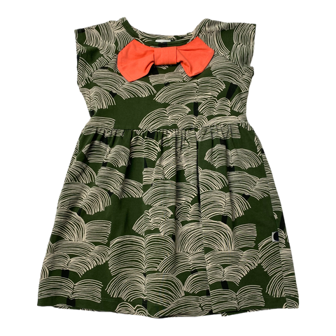 Papu bow dress, forest green | 86/92cm