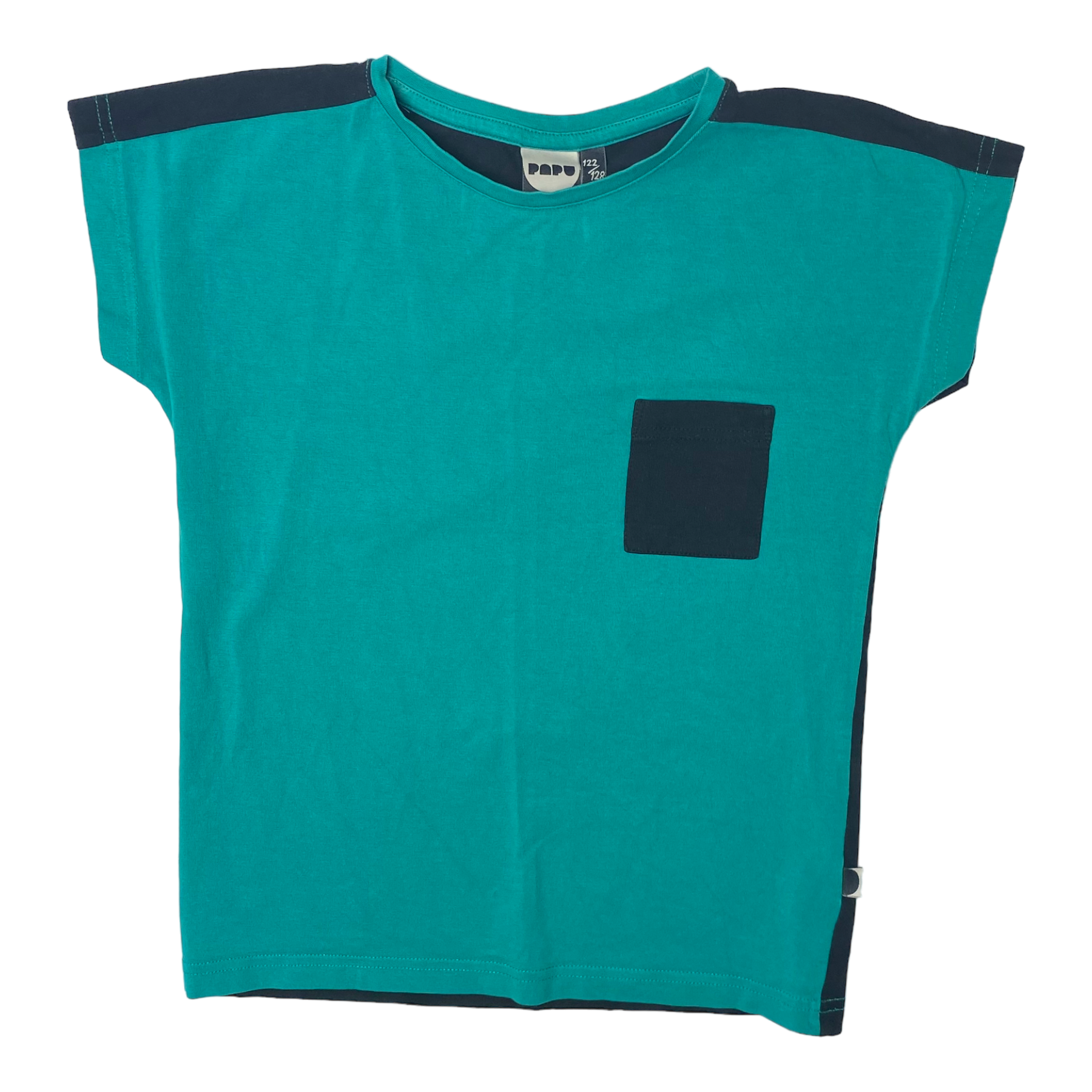 Papu pocket t-shirt, green/black | 122/128cm