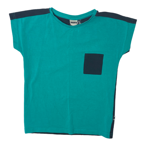 Papu pocket t-shirt, green/black | 122/128cm