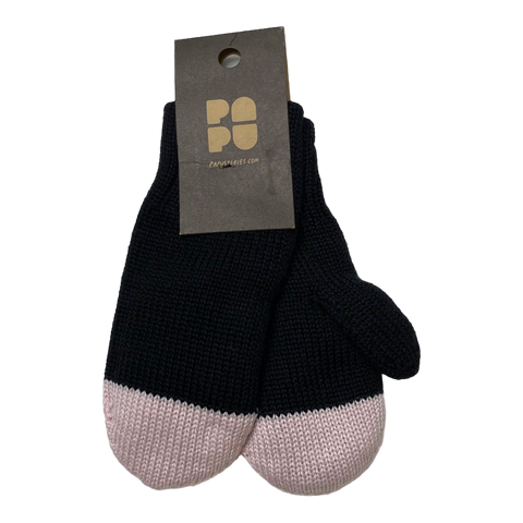 Papu kivi mittens, black/misty rose | 3-5y