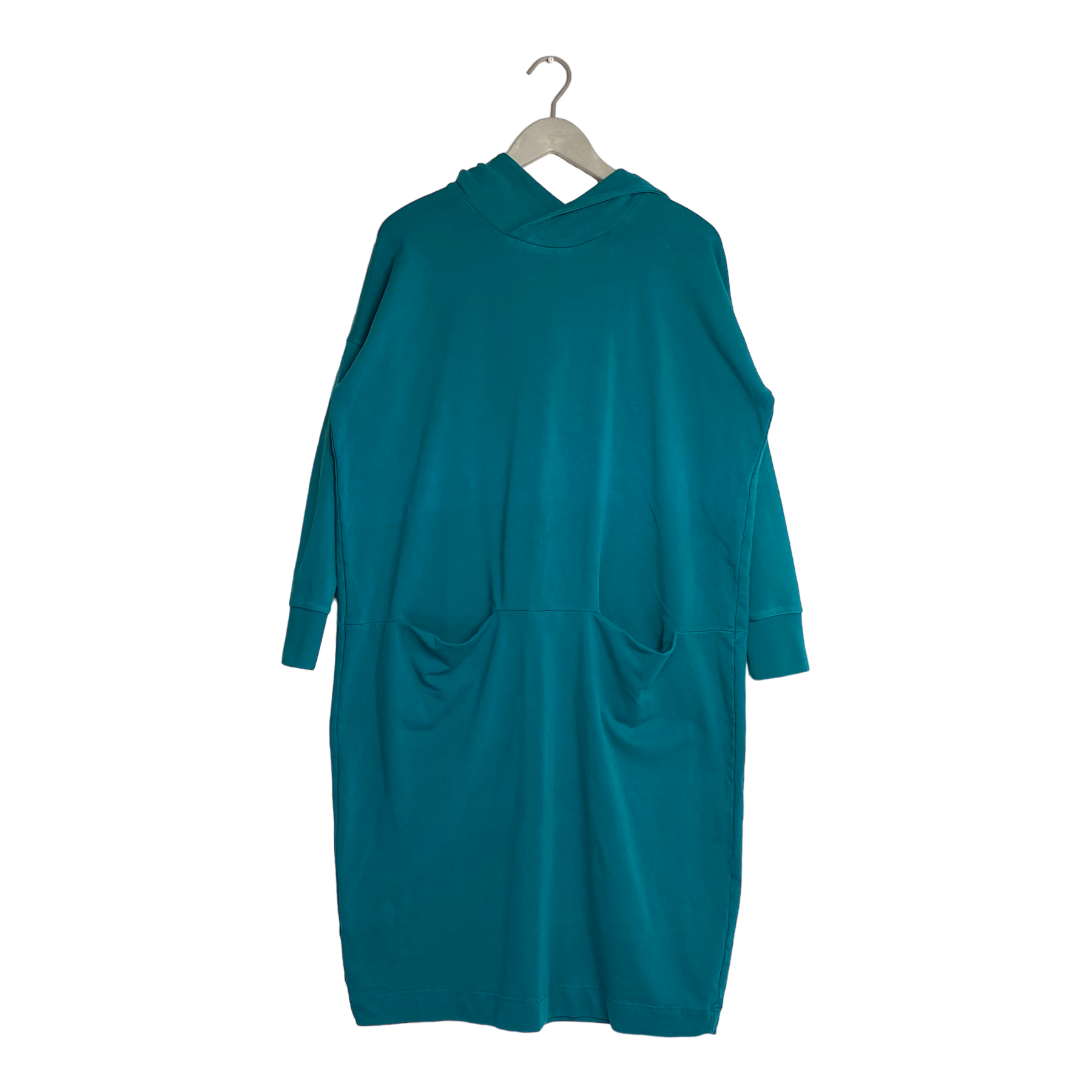 Papu giant split hoodie dress, teal | woman S