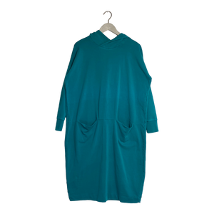 Papu giant split hoodie dress, teal | woman S