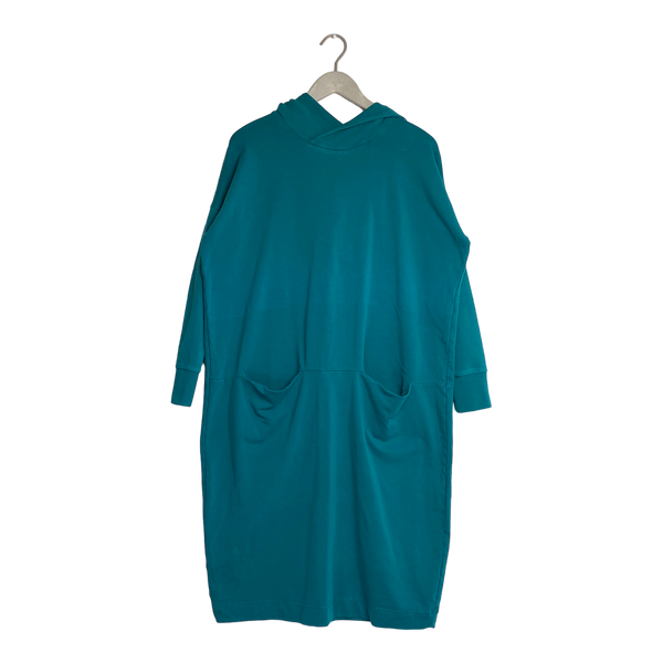 Papu giant split hoodie dress, teal | woman S