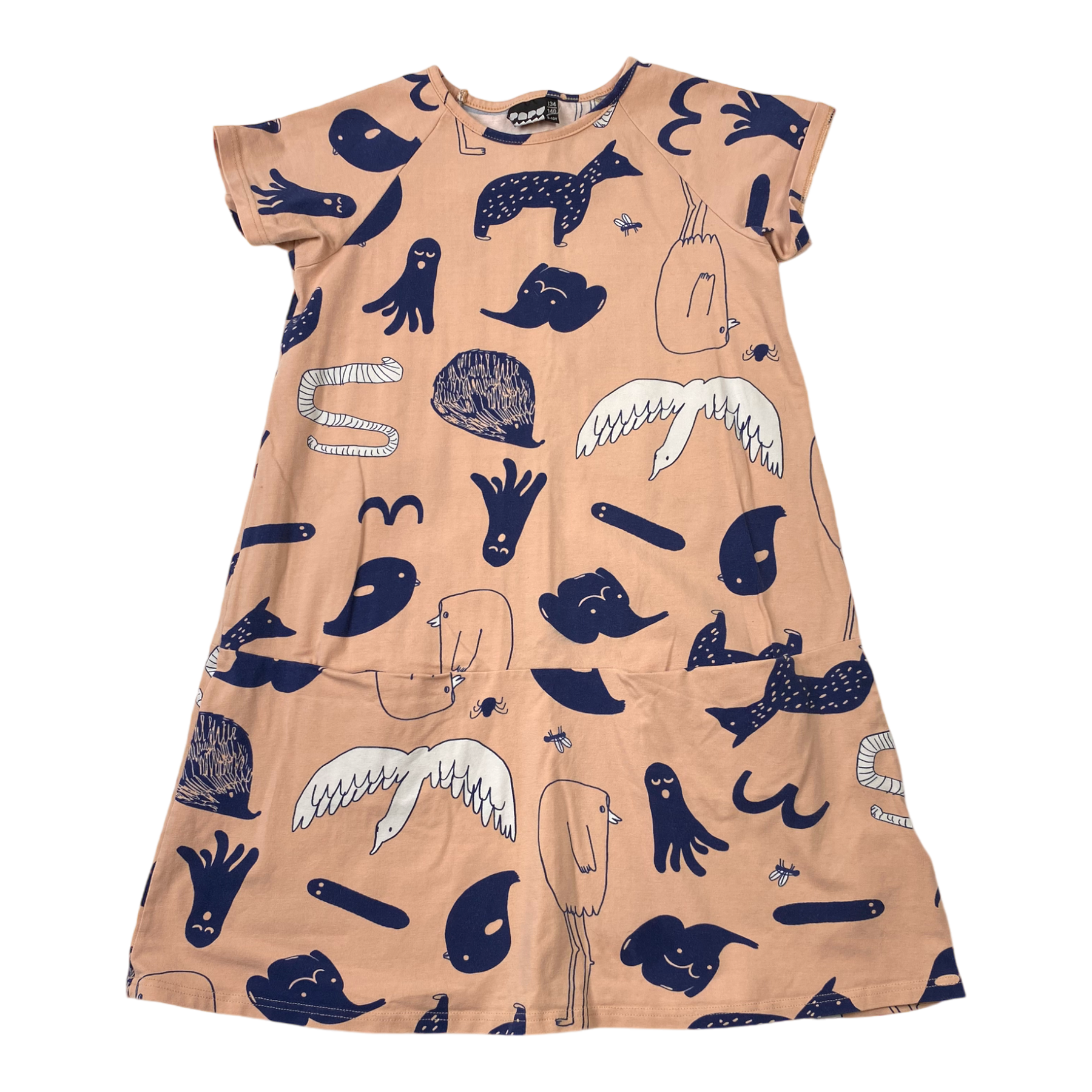 Papu t-shirt dress, peach | 134/140cm