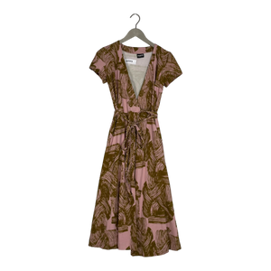 Belted wrap dress, pink/olive | woman XS