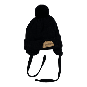 Papu merino pom beanie, black | 0-1y