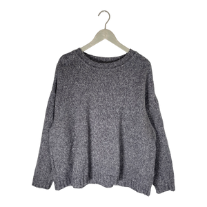 Fluffy knitted sweater, melange grey | woman XL/XXL