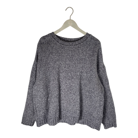 Fluffy knitted sweater, melange grey | woman XL/XXL