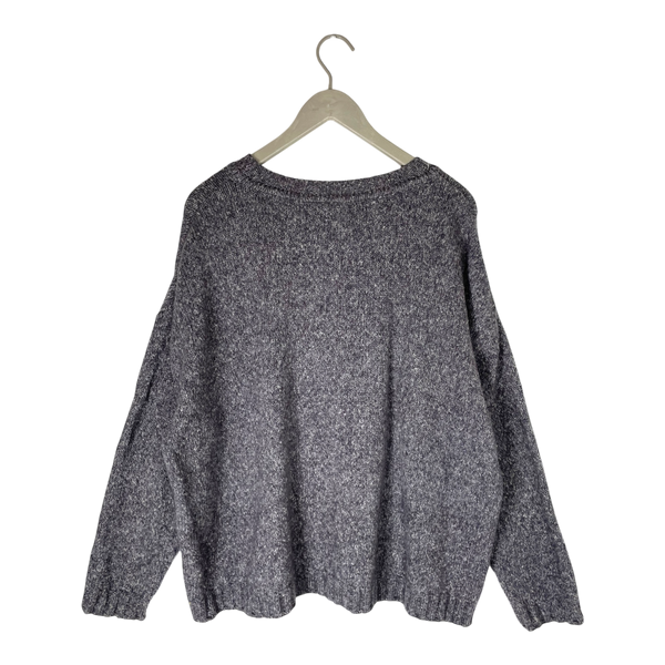 Fluffy knitted sweater, melange grey | woman XL/XXL