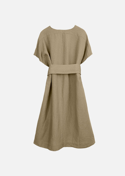 Short Sleeve CAFTAN DRESS, Golden Green, Women