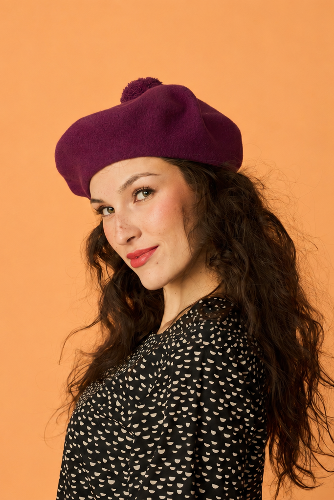 POM POM BERET, Grape Purple Grape Purple