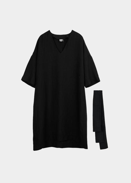 CAFTAN DRESS linen, Black, Women