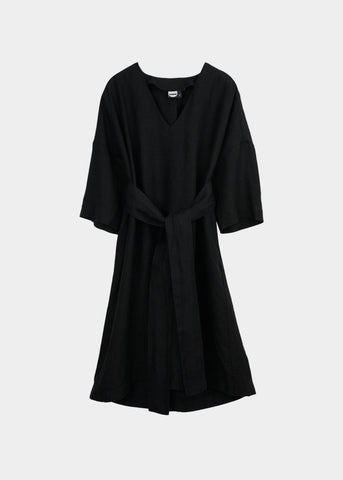 CAFTAN DRESS linen, Black, Women