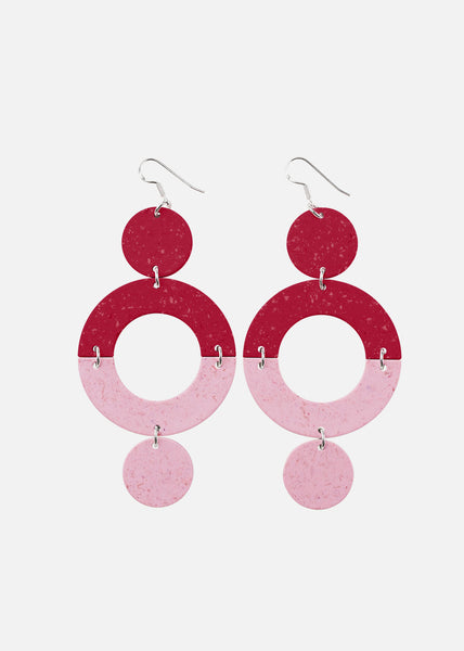 CURVES EARRINGS No.2, Juicy Red/Cherry Blossom