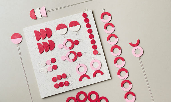 DOTS EARRINGS No.3, Snow/Cherry/Red