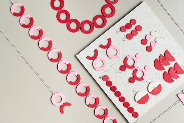 CIRCLES EARRINGS No.2, Cherry Blossom/Juicy Red