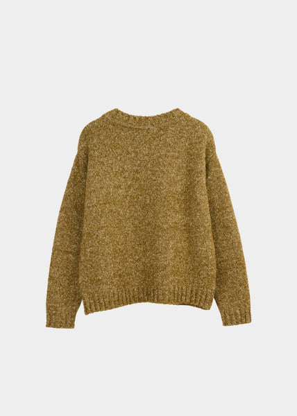 O-NECK PULLOVER, Fluffy knit, Golden Green, Women