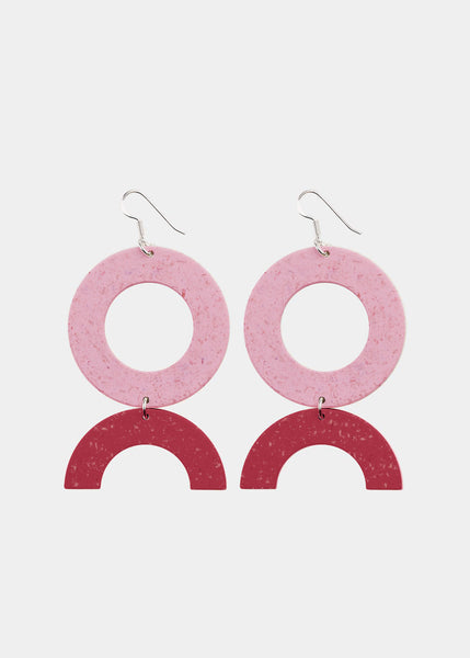 CIRCLES EARRINGS No.2, Cherry Blossom/Juicy Red