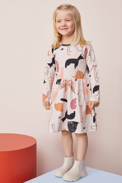 GATHER DRESS, Animal World, Light Pink, Kids