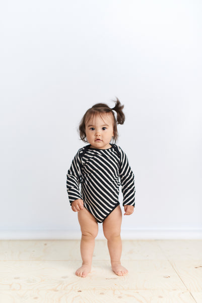 Papu Baby onesie bodysuit Stripe black sand classic newborn