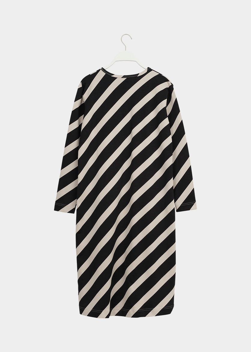 MELLOW DRESS, Huge Stripe, Black/Canvas Grey, Women