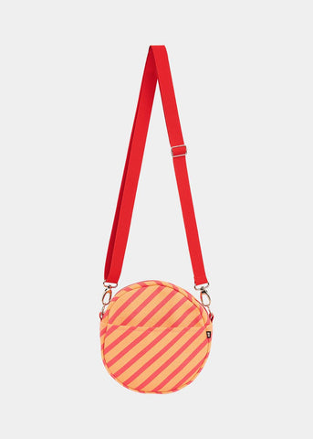 CIRCLE BAG, Diagonal Stripe, Cantaloupe/Red